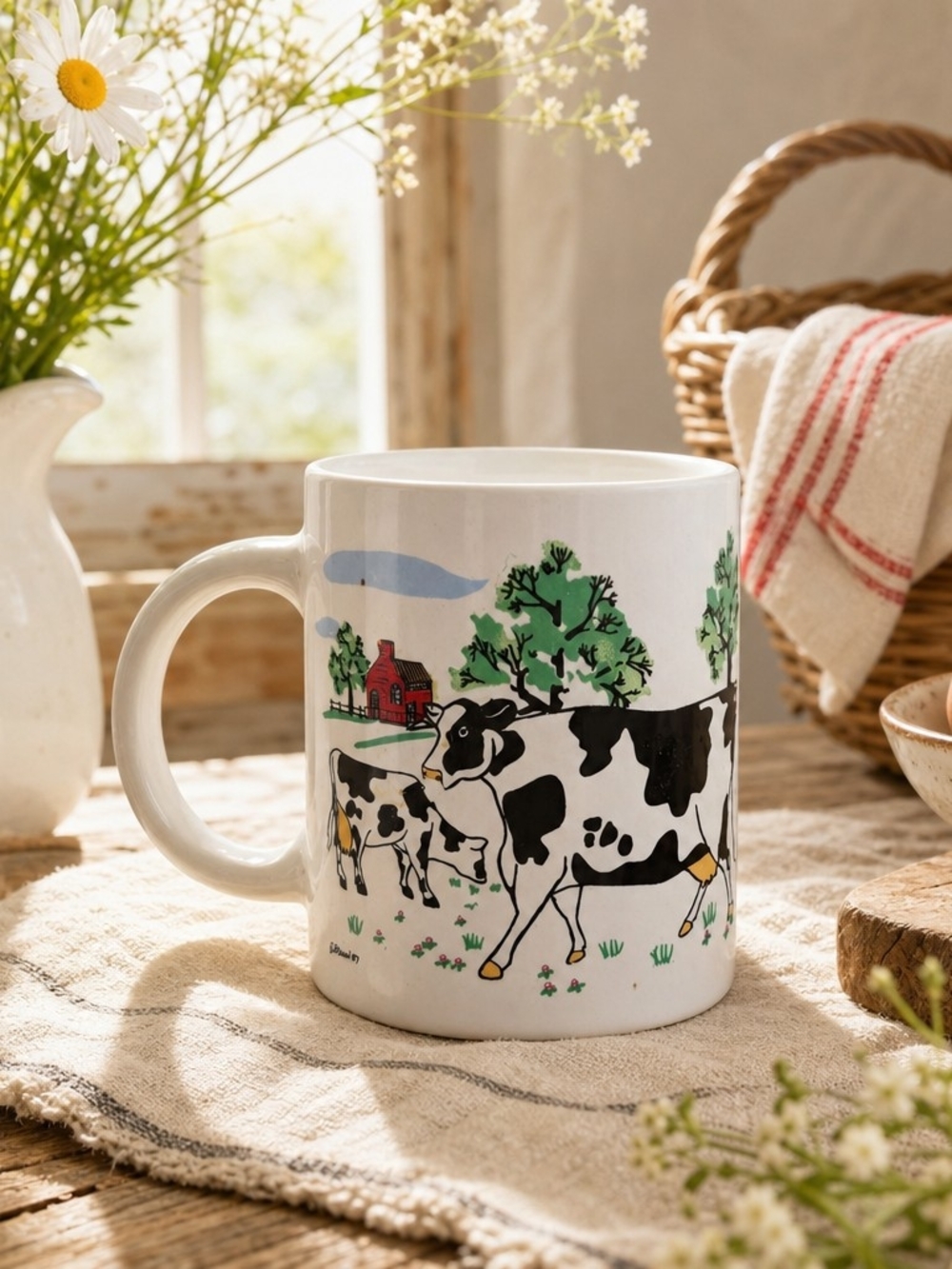 Vintage Cow Mug – Farmhouse Kitchenware, Country Cottage Style